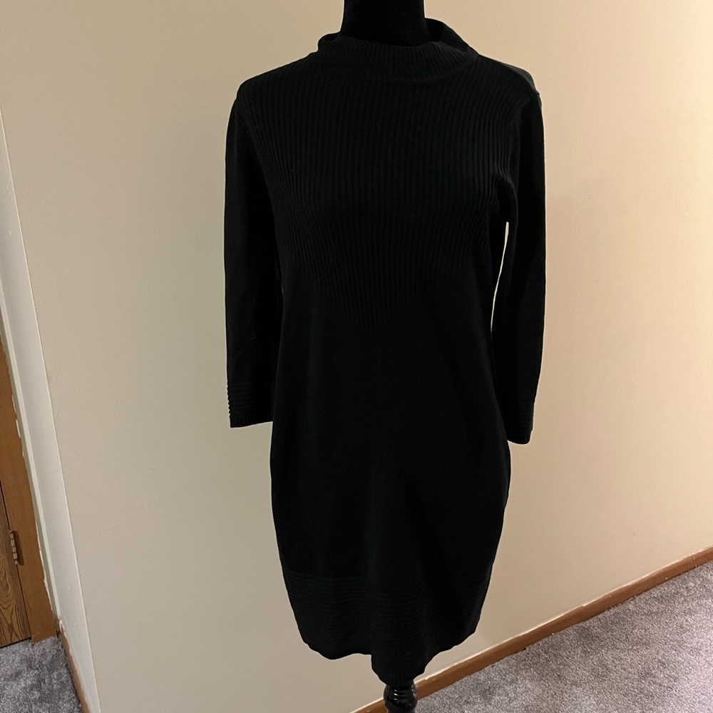 New York & Company Black Long Sleeve Sweater Dress